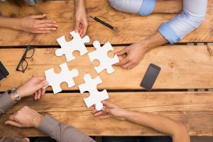 Businesspeople solving problem