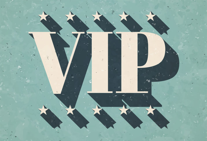 VIP. Icon in retro vintage style - Old textured paper