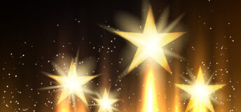 Hollywood Stars rise up to glory on gold background. Golden cinematography entertainment industry backdrop