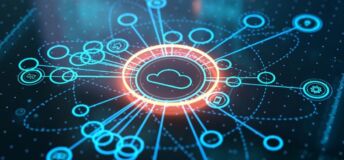 Information technology image with a cloud at the center.