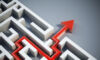The solution exit labyrinth arrow