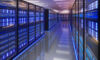 Shot of Data Center With Multiple Rows of Fully Operational Server Racks. Modern Telecommunications, Artificial Intelligence,server room,3d rendering
