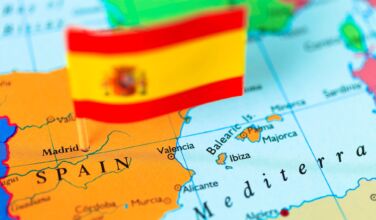 Map and flag of Spain