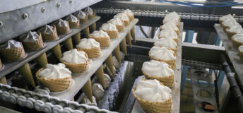Ice cream, cone conveyor belt
