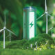 Copilot bets on โrapid renewable deploymentโ in the US with Green Eagle Photo of a green eco-battery surrounded by forestry and windturbines.