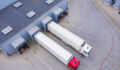 Aerial Shot of Industrial Warehouse/ Storage Building/ Loading