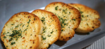 Close up Sliced garlic and butter bread toast