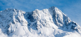 A mountain covered in snow