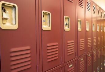 A picture of lockers in a gym.