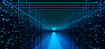 A digital rendering of the inside of a data center