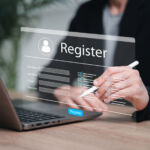 Online registration form, identity verification,Personal information verification concept, Businesswomen registration online answer questionnaire electronic, Personal information, Info website, Filling